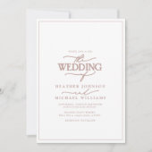 Modern Dusty Roos Calligraphy Wedding Invitation Kaart (Voorkant)
