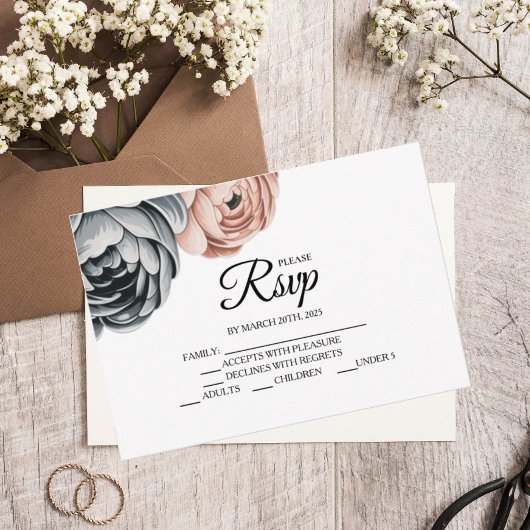 Modern Dusty Roos Designer RSVP-kaart RSVP Kaartje