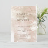 Modern Dusty Roos en Gold Tropical Palm Wedding Kaart (Staand voorkant)