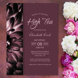 Modern Dusty Roos Floral High Tea Vrijgezellenfees Kaart