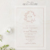 Modern Dusty Roos Leafy Crest Monogram Weddenschap Acryl Uitnodigingen