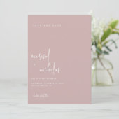 Modern Dusty Roos Minimalist Photo Wedding Save The Date (Staand voorkant)