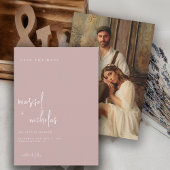 Modern Dusty Roos Minimalist Photo Wedding Save The Date