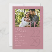 Modern Dusty Roos Minimalist Photo Wedding Save The Date (Voorkant)
