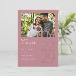 Modern Dusty Roos Minimalist Photo Wedding Save The Date