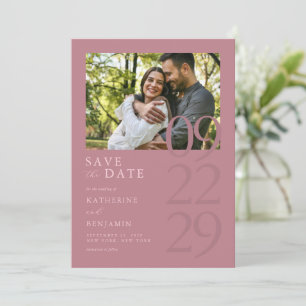 Modern Dusty Roos Minimalist Photo Wedding Save The Date