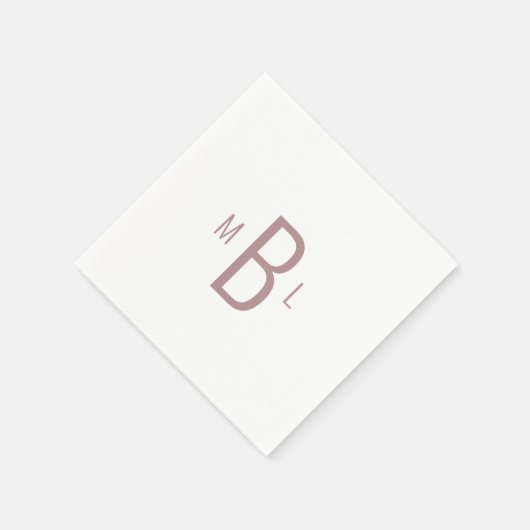 Modern Dusty Roos Monogram Bruiloft Servet (Hoek)