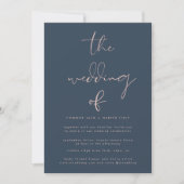 Modern Dusty Roos Navy Blue Wedding Kaart (Voorkant)