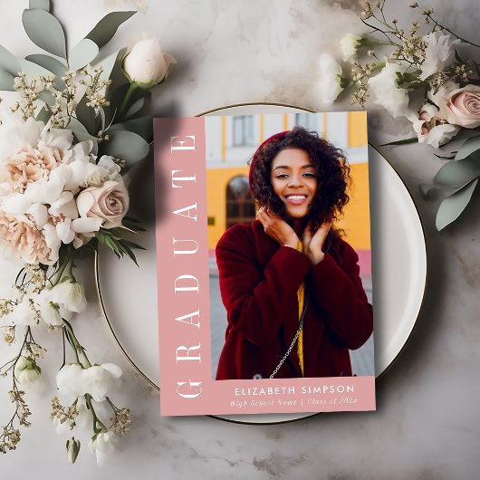 Modern Dusty roos Nursing afstuderen aangekondigd Bedankkaart