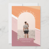 Modern Dusty Roos Oranje Striped FOTO DANK U Bedankkaart (Voorkant)