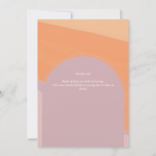 Modern Dusty Roos Oranje Striped FOTO DANK U Bedankkaart (Achterkant)