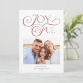 Modern Dusty Roos Pattern Joyful Kerstfoto Feestdagenkaart (Staand voorkant)