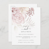 Modern Dusty Roos Pink Florals Save the Date Aankondigingskaart (Voorkant / Achterkant)