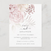 Modern Dusty Roos Pink Florals Save the Date Aankondigingskaart (Voorkant)
