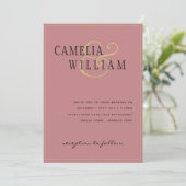 Modern Dusty Roos Pink Wedding Invitation Kaart (Staand voorkant)