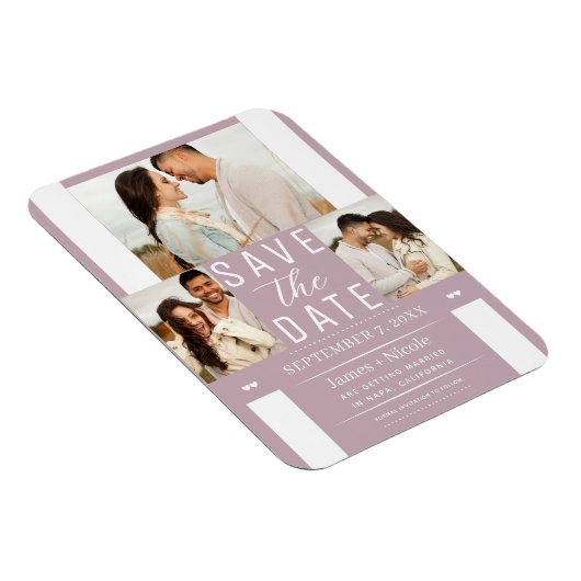 Modern Dusty Roos Roze Bewaar de datum Bruiloft Fo Magneet (Rechterzijde)