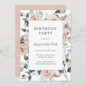 Modern Dusty Roos Roze Bloemen Elegante Verjaardag Kaart