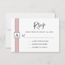 Modern Dusty Roos Roze Monogram Bruiloft RSVP Kaartje