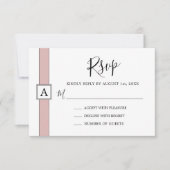 Modern Dusty Roos Roze Monogram Bruiloft RSVP Kaartje (Voorkant)