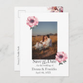 Modern Dusty Roos Roze Save the Date Foto Briefkaart (Voorkant / Achterkant)