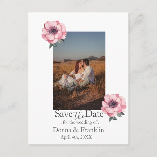 Modern Dusty Roos Roze Save the Date Foto Briefkaart (Voorkant)
