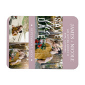 Modern Dusty Roos Save the Date Wedding 3 Foto's Magneet (Horizontaal)