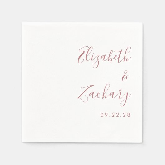 Modern Dusty Roos Script Wedding Napkins Servet (Voorkant)