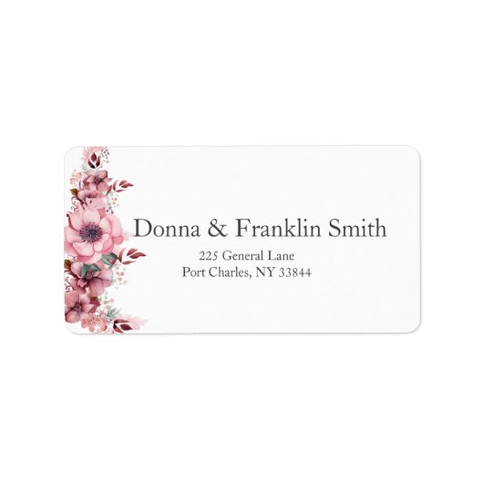 Modern Dusty Roos Wedding Etiket (Voorkant)