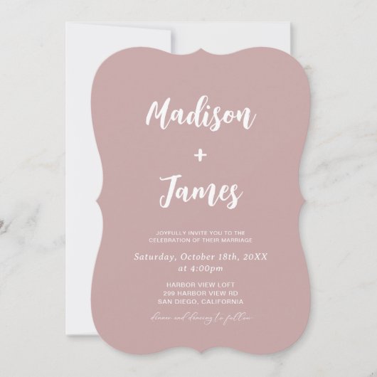 Modern Dusty Roos Wedding Kaart (Voorkant)
