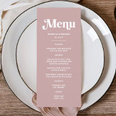 Modern Dusty Roos Wedding Menu
