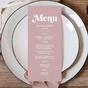 Modern Dusty Roos Wedding Menu