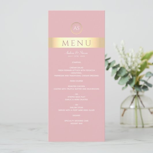 Modern Dusty Roos Wedding Menu (Staand voorkant)
