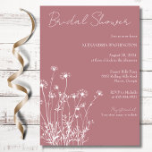 Modern Dusty Roos & Wit Wildflower Vrijgezellenfee Kaart