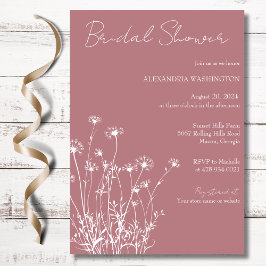 Modern Dusty Roos & Wit Wildflower Vrijgezellenfee Kaart