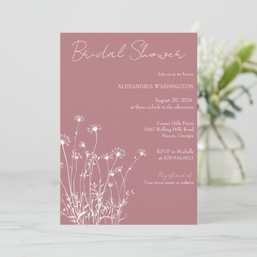 Modern Dusty Roos & Wit Wildflower Vrijgezellenfee Kaart (Staand voorkant)