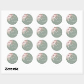 Modern Dusty Rose Blush & Sage Wedding Ronde Sticker (Vel)