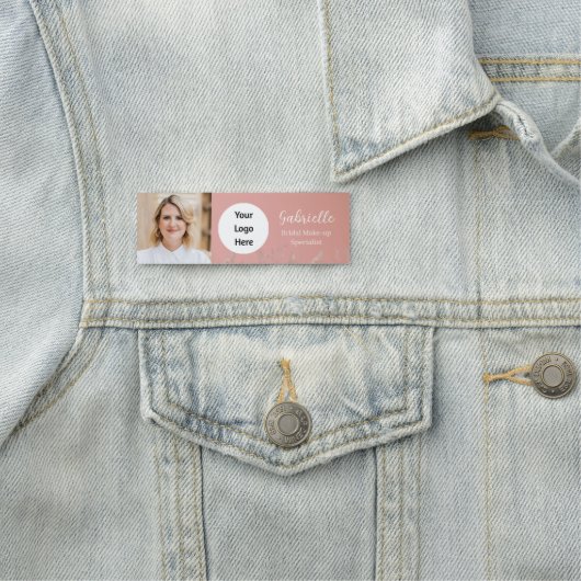 Modern Dusty Rose Botanical Photo Script   Naamplaatje (In situ)