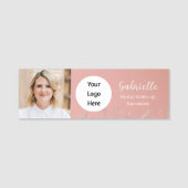 Modern Dusty Rose Botanical Photo Script   Naamplaatje (Voorkant)