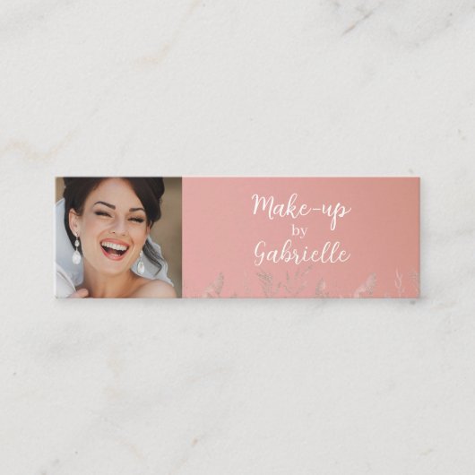 Modern Dusty Rose Botanical Photo Script QR Code  Contactkaartje (Voorkant)