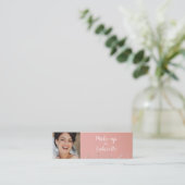 Modern Dusty Rose Botanical Photo Script QR Code  Contactkaartje (Staand voorkant)