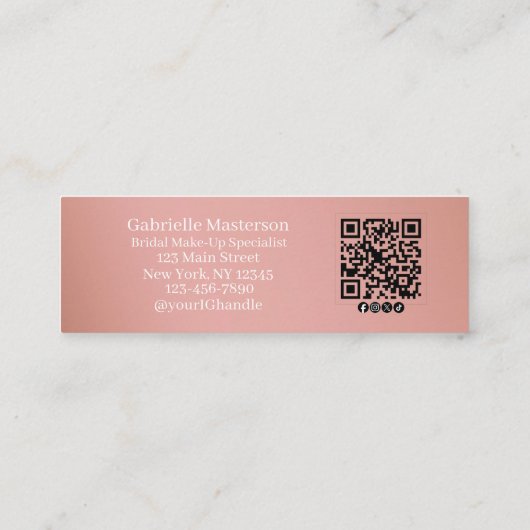 Modern Dusty Rose Botanical Photo Script QR Code  Contactkaartje (Achterkant)