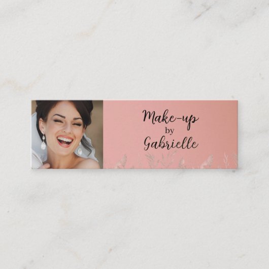 Modern Dusty Rose Botanical Photo Script QR Code  Contactkaartje (Voorkant)