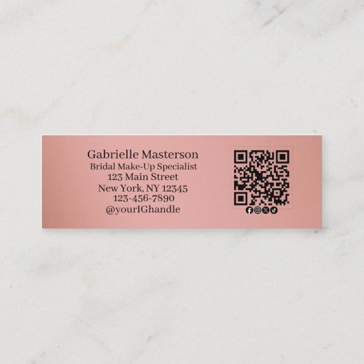 Modern Dusty Rose Botanical Photo Script QR Code Contactkaartje (Achterkant)