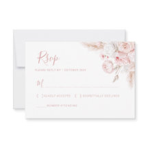 modern dusty rose floral wedding rsvp card