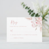 modern dusty rose floral wedding rsvp card (Staand voorkant)
