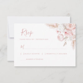 modern dusty rose floral wedding rsvp card kaartje