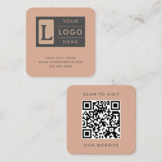 Modern Dusty Rose QR Code Minimalist Custom Logo Vierkante Visitekaartje