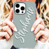 Modern Dusty Sage Minimal Script naam Case-Mate iPhone Case