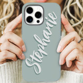 Modern Dusty Sage Minimal Script naam Case-Mate iPhone Case