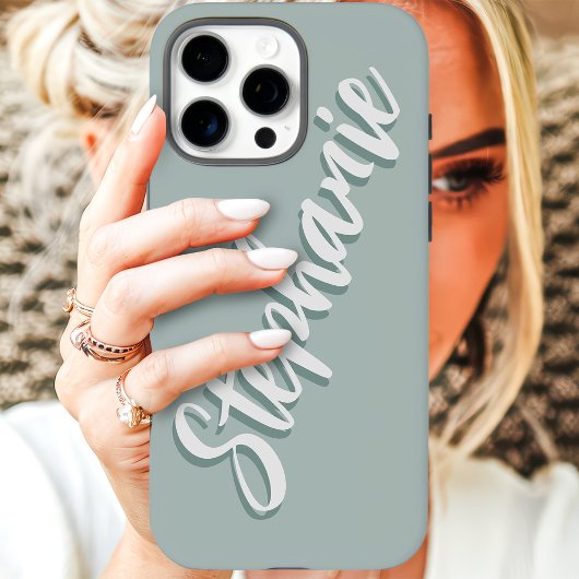 Modern Dusty Sage Minimal Script naam Case-Mate iPhone Case
